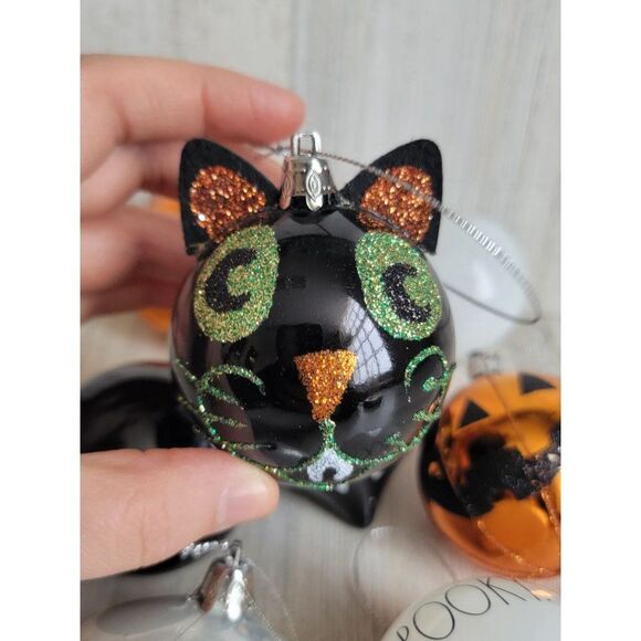 Hallloween ghost pumpkin cat ball ornament set Xmas spooky - Picture 11 of 13
